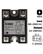 SG1-AA040-A1 Single phases Input 80-280VAC Output 24-280VAC 40A Zero C