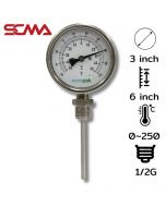 ASSF-313 3"x6" 温度传感器/以下螺纹 0~250 ℃/℉ 直径6.35mm 1/2G SUS304