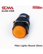 AL216-1TAB Pilot Lights Round 16mm. 12VDC Orange Mibbo