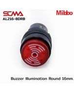 AL216-8DRB 12VDC Red Buzzer lllumination Round 16mm. Mibbo