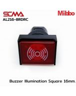 AL216-8RDRC 24VDC Red Buzzer lllumination Square 16mm. Mibbo