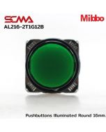 AL216-2T1G12B 12VDC Green Pushbuttons llluminated Round 16mm. Monentary Mibbo