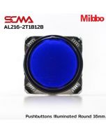 AL216-2T1B12B 12VDC Blue Pushbuttons llluminated Round 16mm. Monentary Mibbo
