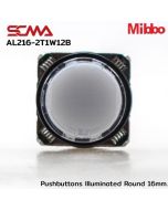 AL216-2T1W12B 12VDC White Pushbuttons llluminated Round 16mm. Monentary Mibbo