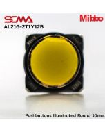 AL216-2T1Y12B 12VDC Yellow Pushbuttons llluminated Round 16mm. Monentary Mibbo