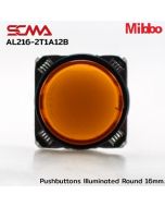 AL216-2T1A12B 12VDC Orange Pushbuttons llluminated Round 16mm. Monentary Mibbo