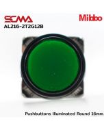 AL216-2T2G12B 12VDC Green Pushbuttons llluminated Round 16mm. Maintained Mibbo