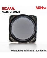 AL216-2T2W12B 12VDC White Pushbuttons llluminated Round 16mm. Maintained Mibbo