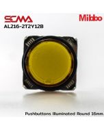 AL216-2T2Y12B 12VDC Yellow Pushbuttons llluminated Round 16mm. Maintained Mibbo