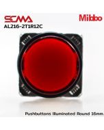 AL216-2T1R12C 24VDC Red Pushbuttons llluminated Round 16mm. Monentary Mibbo
