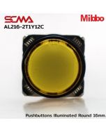 AL216-2T1Y12C 24VDC Yellow Mibbo Pushbuttons llluminated Round 16mm. Monentary