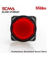 AL216-2T2R12C 24VDC Red Pushbuttons llluminated Round 16mm. Maintained Mibbo
