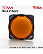 AL216-2T2A12C 24VDC Orange Pushbuttons llluminated Round 16mm. Maintained Mibbo
