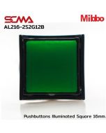 AL216-2S2G12B 12VDC Green Pushbuttons llluminated Square 16mm. Maintained Mibbo
