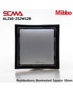 AL216-2S2W12B 12VDC White Pushbuttons Illuminated Square 16mm Maintained Mibbo