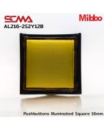 AL216-2S2Y12B 12VDC 黄色带灯方形保持式按钮 16mm Mibbo