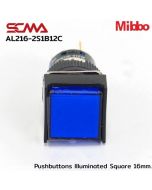 AL216-2S1B12C 24VDC 蓝色带灯方形 16mm 按键迷你瞬间式