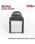 AL216-2S1W12C 24VDC 白色带照明方形16mm瞬时微型按钮