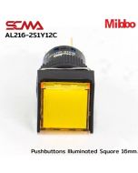 AL216-2S1Y12C 24VDC 黄色带灯方形 16mm 瞬动迷你按钮