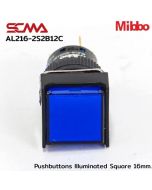 AL216-2S2B12C 24VDC Blue Pushbuttons llluminated Square 16mm. Maintained Mibbo