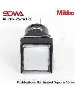 AL216-2S2W12C 24VDC White Pushbuttons llluminated Square 16mm. Maintained Mibbo