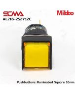AL216-2S2Y12C 24VDC Yellow Pushbuttons llluminated Square 16mm. Maintained Mibbo