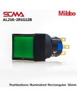 AL216-2R1G12B 12VDC 绿色带灯矩形 16mm 按键迷你