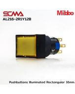 AL216-2R1Y12B 12VDC 黄色 瞬时 按钮 小型 长方形 发光 16mm