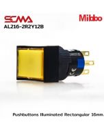 AL216-2R2Y12B 12VDC Yellow Pushbuttons llluminated Rectangular 16mm. Maintained Mibbo