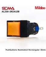 AL216-2R2A12B 12VDC Orange Pushbuttons llluminated Rectangular 16mm. Maintained Mibbo