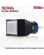 AL216-2R1W12C 24VDC 白色带灯矩形 16mm 瞬动迷你按钮