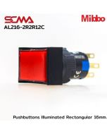 AL216-2R2R12C 24V直流 红色 按钮 带照明 长方形 16毫米。保持型 Mibbo