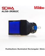 AL216-2R2B12C 24VDC Blue Pushbuttons llluminated Rectangular 16mm. Maintained Mibbo