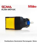 AL216-2R2Y12C 24VDC Yellow Pushbuttons llluminated Rectangular 16mm. Maintained Mibbo