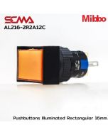 AL216-2R2A12C 24VDC Orange Pushbuttons llluminated Rectangular 16mm. Maintained Mibbo