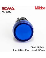 AL-1BBC Pilot Lights Identifies Flat Head 22mm. 24VAC/DC Blue