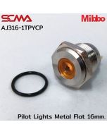 AJ316-1TPYCP Pilot Lights Metal Flat 16mm. 24VDC Yellow