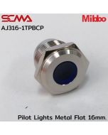 AJ316-1TPBCP Pilot Lights Metal Flat 16mm. 24VDC Blue