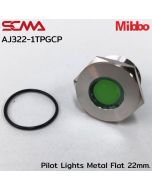 AJ322-1TPGCP Pilot Lights Metal Flat 22mm. 24VDC Green Mibbo