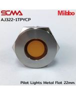 AJ322-1TPYCP Pilot Lights Metal Flat 22mm. 24VDC Yellow Mibbo