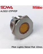 AJ322-1TPYEP Pilot Lights Metal Flat 22mm. 220VAC Yellow