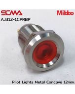 AJ312-1CPRBP Pilot Lights Metal Concave 12mm. 12VDC Red Mibbo SCMA