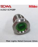 AJ312-1CPGBP Pilot Lights Metal Concave 12mm. 12VDC Green Mibbo