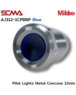 AJ312-1CPBBP Pilot Lights Metal Concave 12mm. 12VDC Blue Mibbo