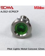 AJ312-1CPGCP Pilot Lights Metal Concave 12mm. 24VDC Green Mibbo