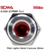 AJ316-1CPRBP Pilot Lights Metal Concave 16mm. 12VDC Red Mibbo