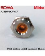 AJ316-1CPYCP 导航灯 金属 凹形 16mm. 24VDC 黄色 Mibbo