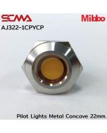 AJ322-1CPYCP Pilot Lights Metal Concave 22mm. 24VDC Yellow Mibbo