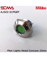 AJ322-1CPGEP Pilot Lights Metal Concave 22mm. 220VAC Green Mibbo