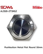 AJ316-2T1N12 Pushbutton Metal Flat Round 16mm. Momentary Switch
